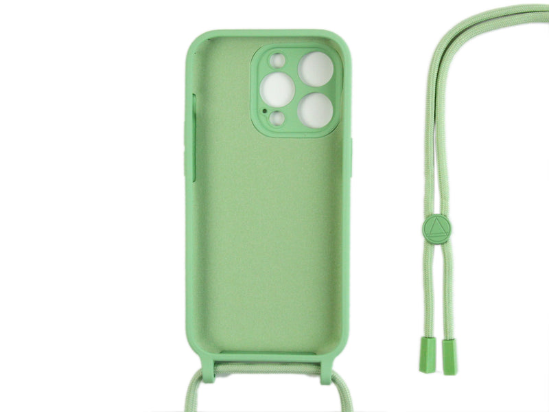 Rixus For iPhone 14 Pro Max TPU Necklace Cord Cover Matcha