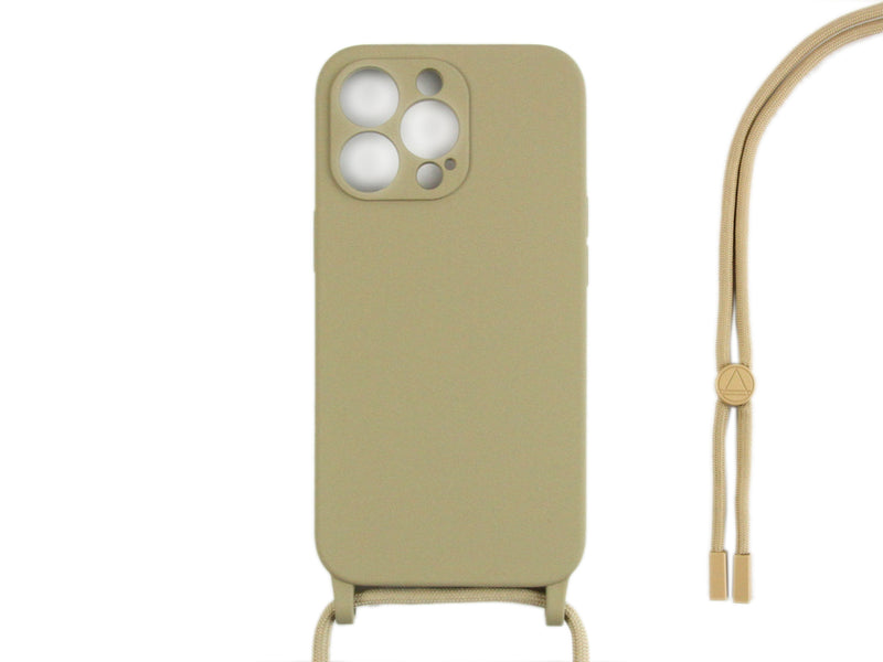 Rixus For iPhone 14 Pro Max TPU Necklace Cord Cover Gold