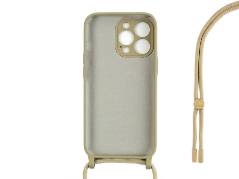 Rixus For iPhone 14 Pro Max TPU Necklace Cord Cover Gold