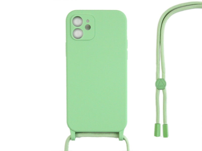 Rixus For iPhone 12 TPU Necklace Cord Cover Matcha