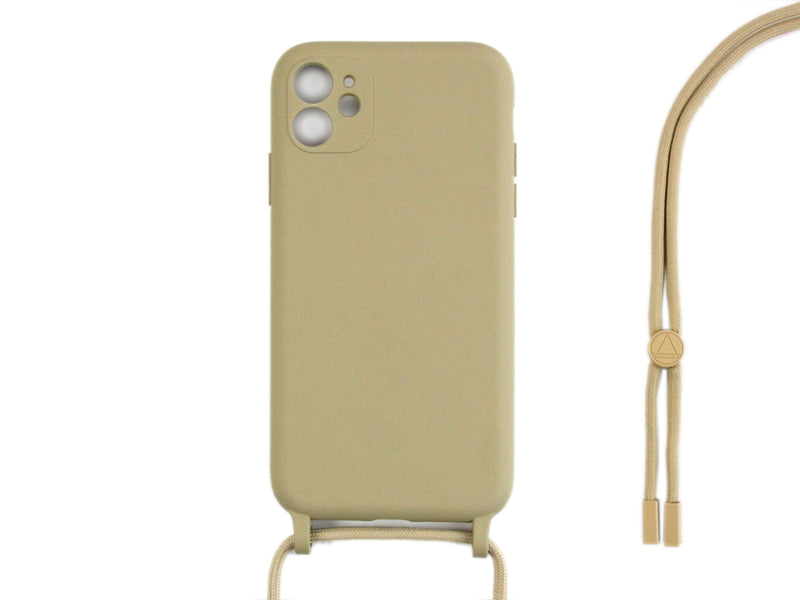 Rixus For iPhone 12 TPU Necklace Cord Cover Gold