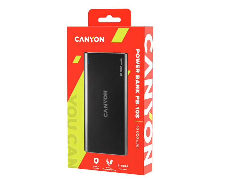 Canyon Powerbank PB-108 USB/USB-C 10.000 mAh Black