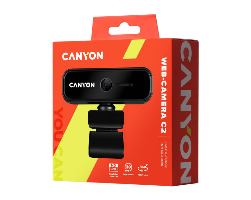 Canyon Webcam C2 HD Live Streaming 720P Black