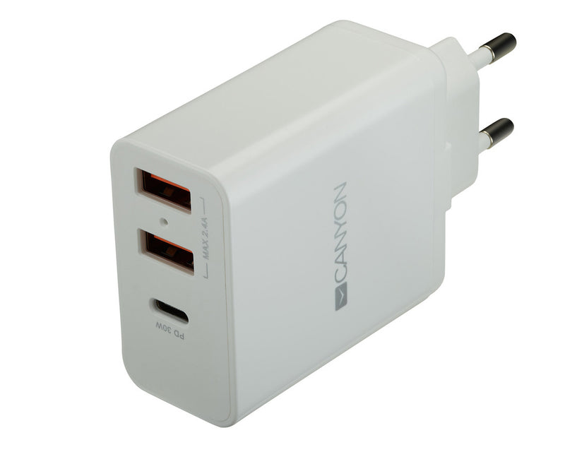 Canyon Wall Charger H-08 USB-C And 2x USB-A 2.4A White