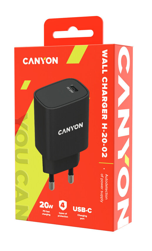 Canyon Wall Charger H-20 20W With PD USB-C Black