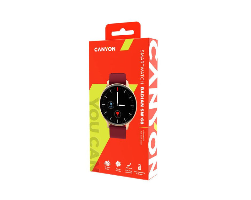 Canyon Badian Smart Watch SW-68 1.28'' TFT Waterproof Red