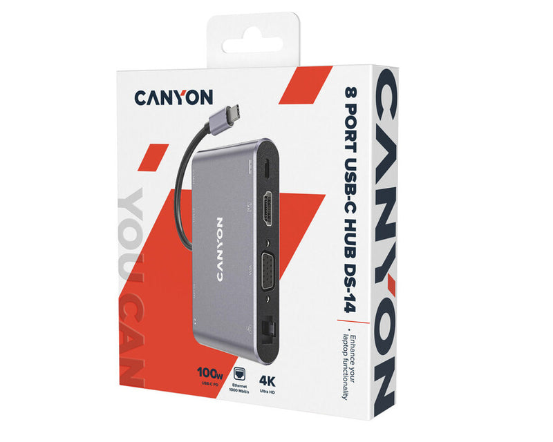 Canyon 8-1 Hub DS-14 USB-C Multiport Dark Grey