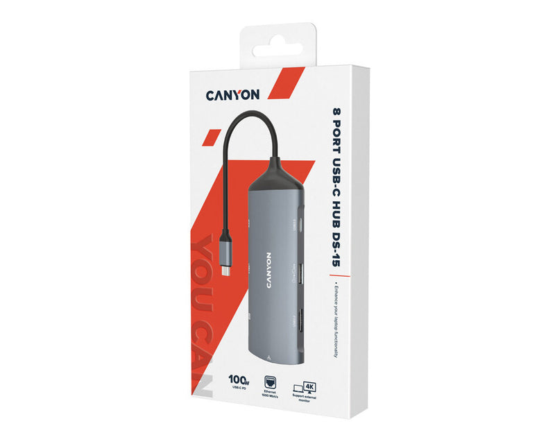 Canyon 8-1 Hub DS-15 USB-C Multiport Dark Grey
