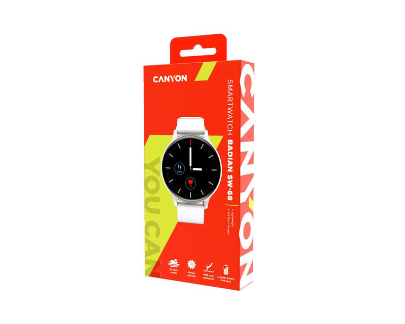 Canyon Badian Smart Watch SW-68 1.28'' TFT Waterproof Silver White