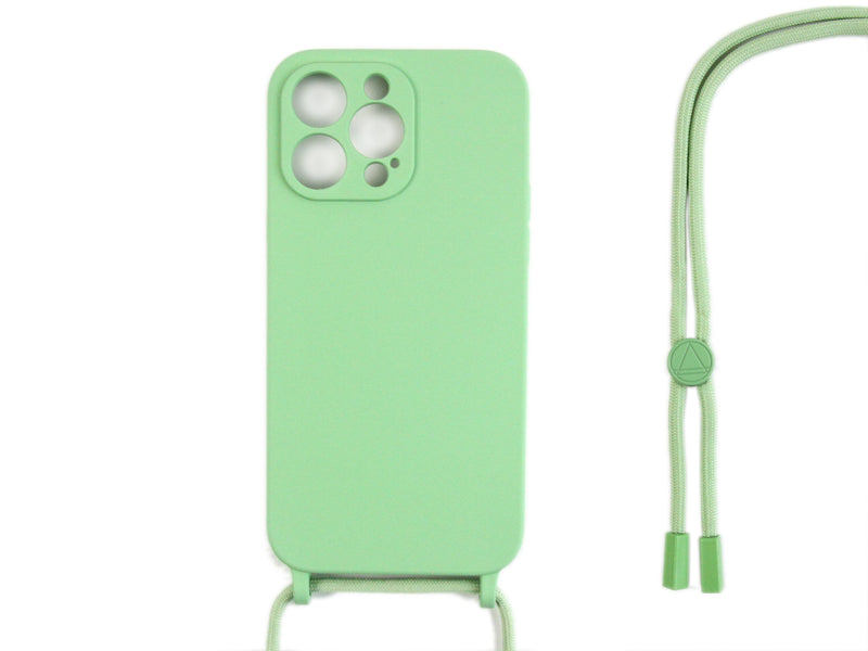 Rixus For iPhone 12 Pro TPU Necklace Cord Cover Matcha