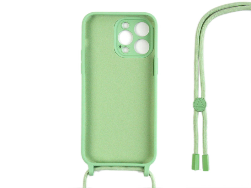 Rixus For iPhone 12 Pro TPU Necklace Cord Cover Matcha