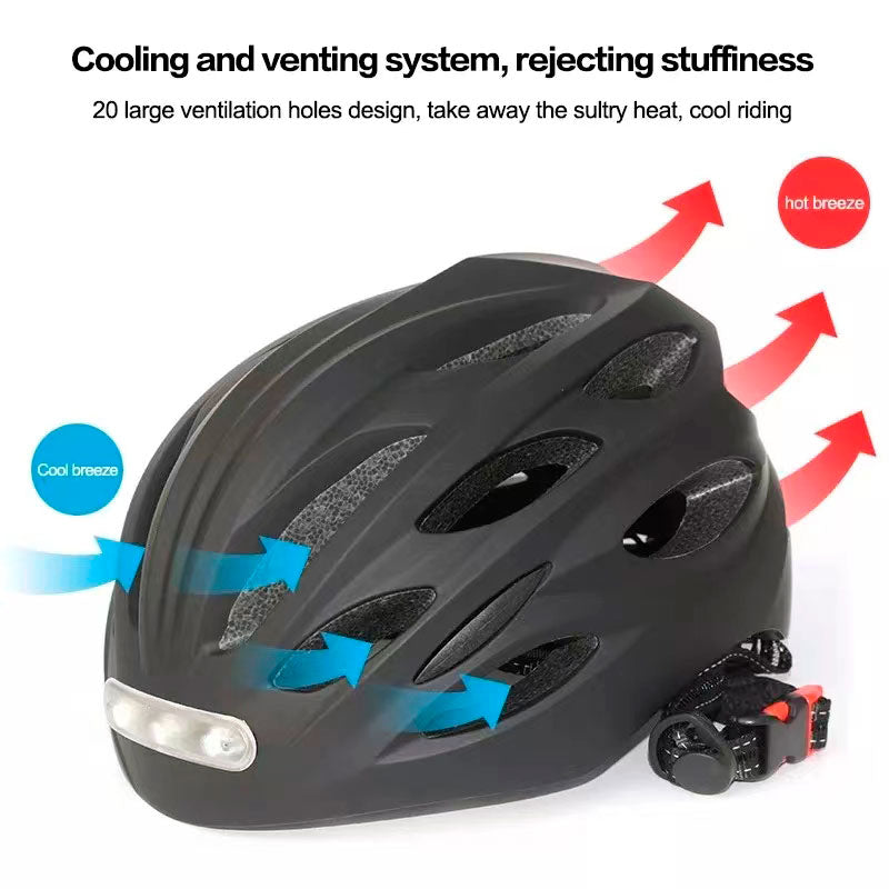 Cyclist open helmet with back and front led - Black size M