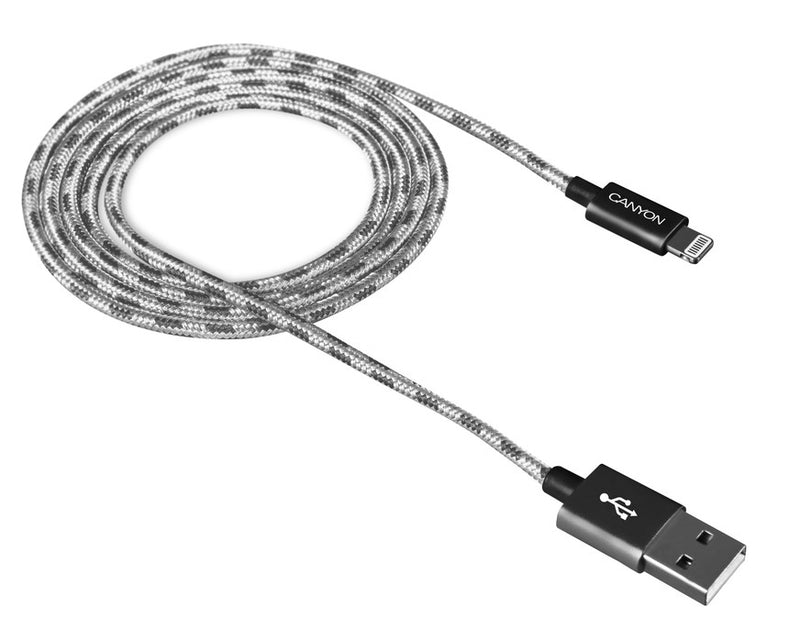 Canyon CFI-3 USB To Lightning Cable 5W 1Mtr Braided Dark Grey