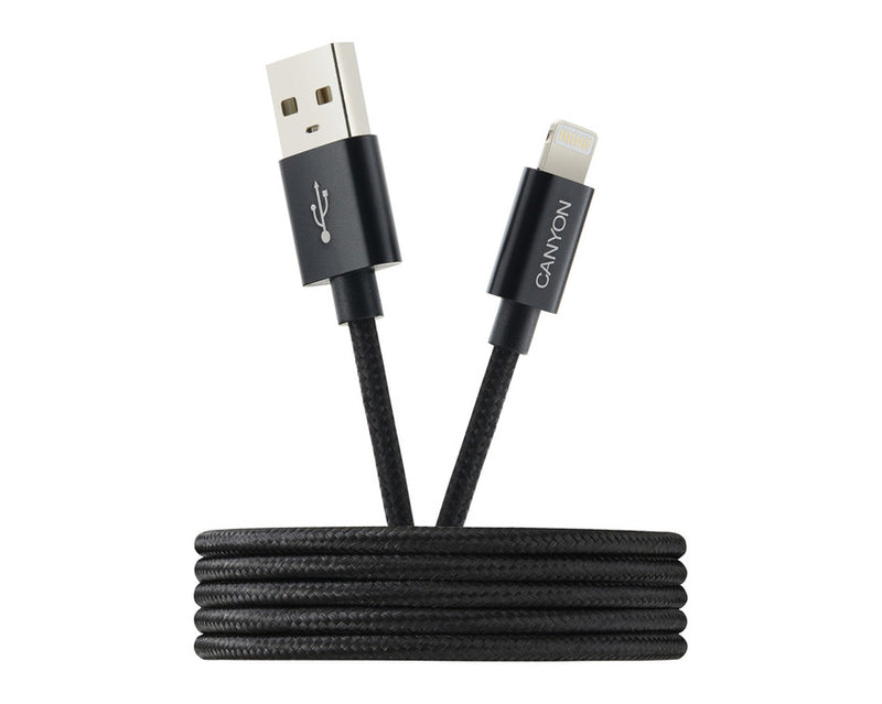 Canyon CFI-3 USB To Lightning Cable 5W 1Mtr Braided Black