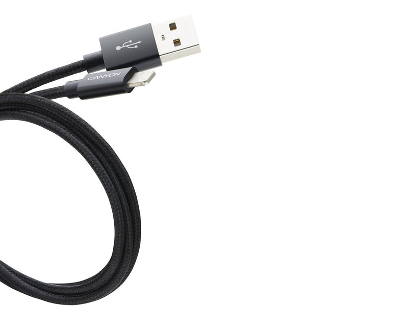 Canyon CFI-3 USB To Lightning Cable 5W 1Mtr Braided Black