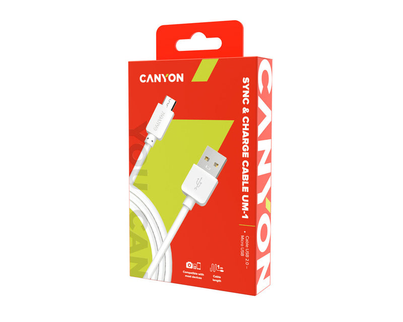 Canyon UM-1 Micro USB Cable 5W 1Mtr White