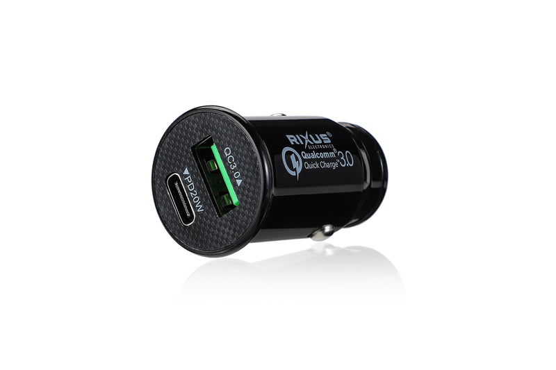 Rixus RXC46 Quick Charge Adapter PD 20W And USB Black