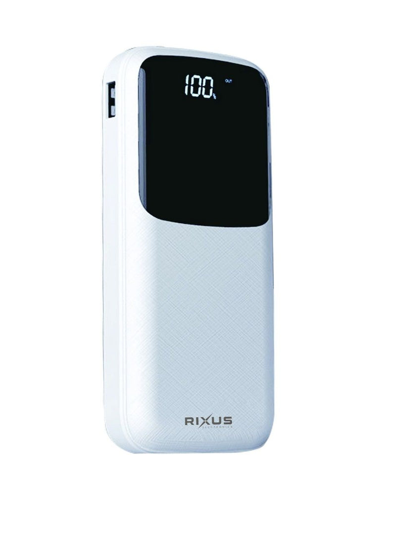 Rixus RXPB36 Power Bank 10000 mAh With 4 Build In Cables White