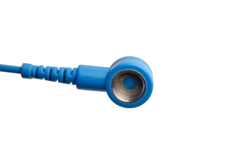 ESD Coiled Cord 10mm snap to 10mm snap Blue