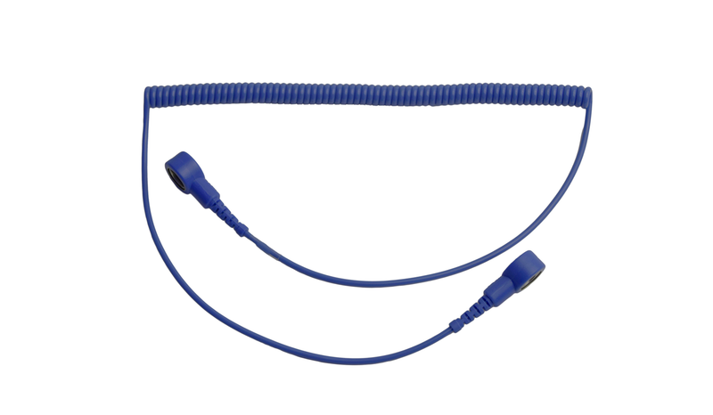 ESD Coiled Cord 10mm snap to 10mm snap Dark Blue